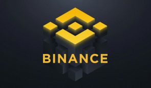binance logo, yellow on black screen
