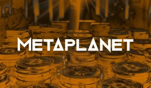 metaplanet logo with coins background