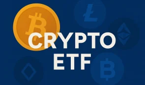 crypto etf photo with logo bitcoin, eth, ltc