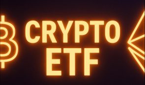 crypto etf sign on btc and etf background