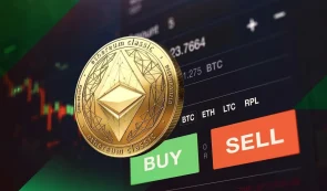 ethereum coin, bur or sell button