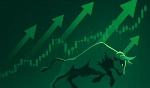 Bull Market, Green Arrows Background