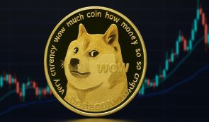 Dogecoin token on top of chart