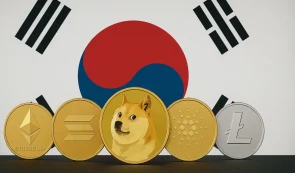 Altcoins with South Korea flag as a background
