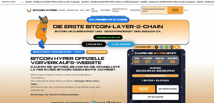 Bitcoin Hyper Layer-2-ICO knackt 28 Millionen und zieht Wale an