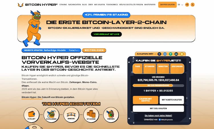 Bitcoin Hyper Presale Homepage als mögliche Antwort für Anleger, die sich fragen, welche Kryptowährung explodieren wird