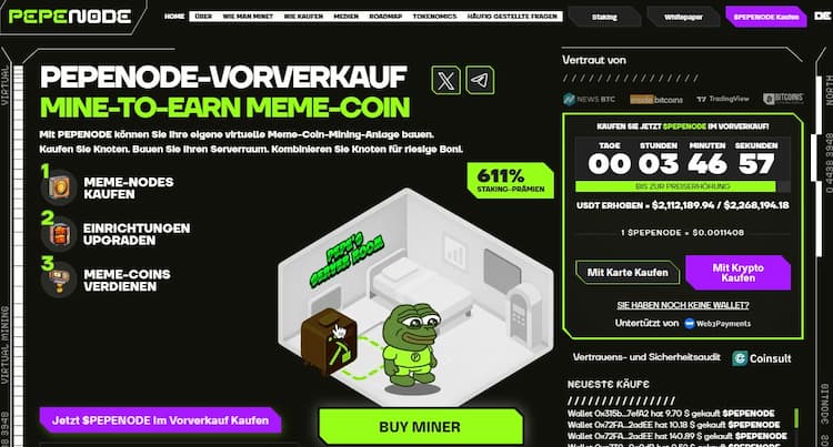 Pepenode sticht hervor mit Mining Mechanik und schneller Community Expansion