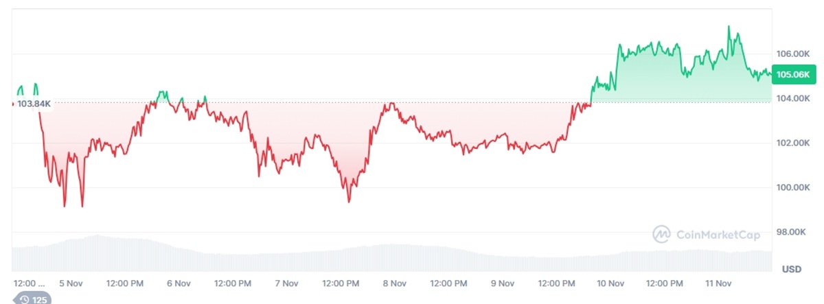 Cours de BITCOIN le 11 novembre 2025