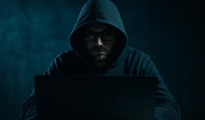 Hacker Typing on Computer