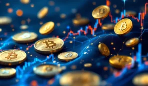 関税収入から仮想通貨市場への資金流入を象徴する未来的なビジュアル