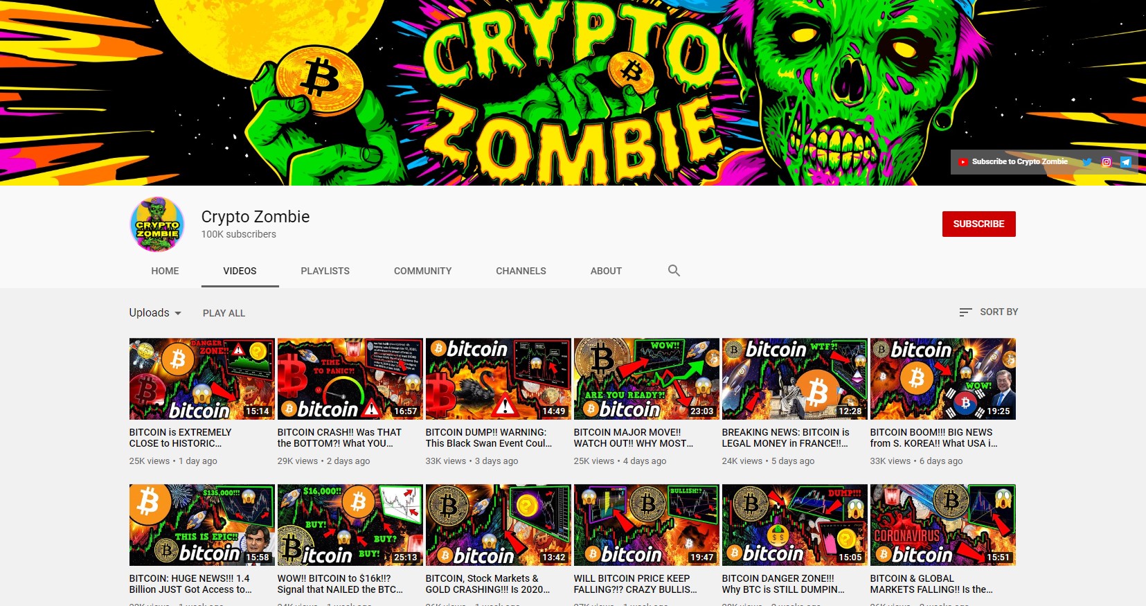 Crypto Zombie Youtube Channel