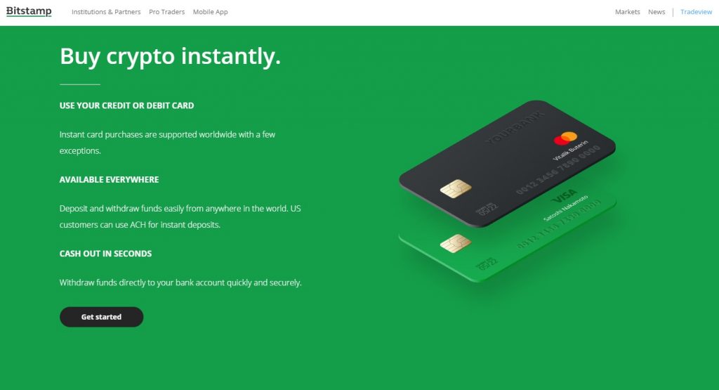 is bitstamp credit card instant