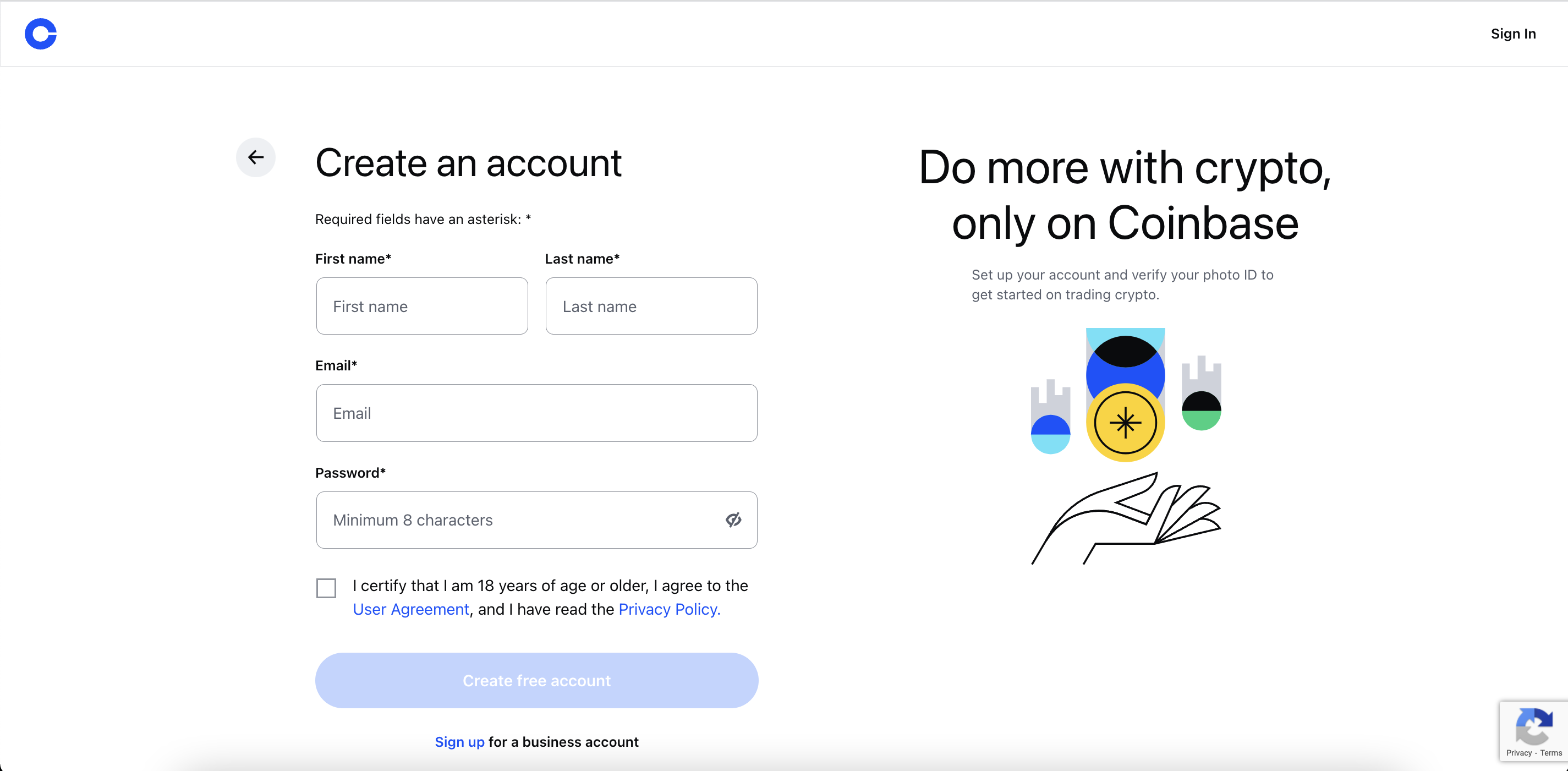 Creating an Account on Coinbase