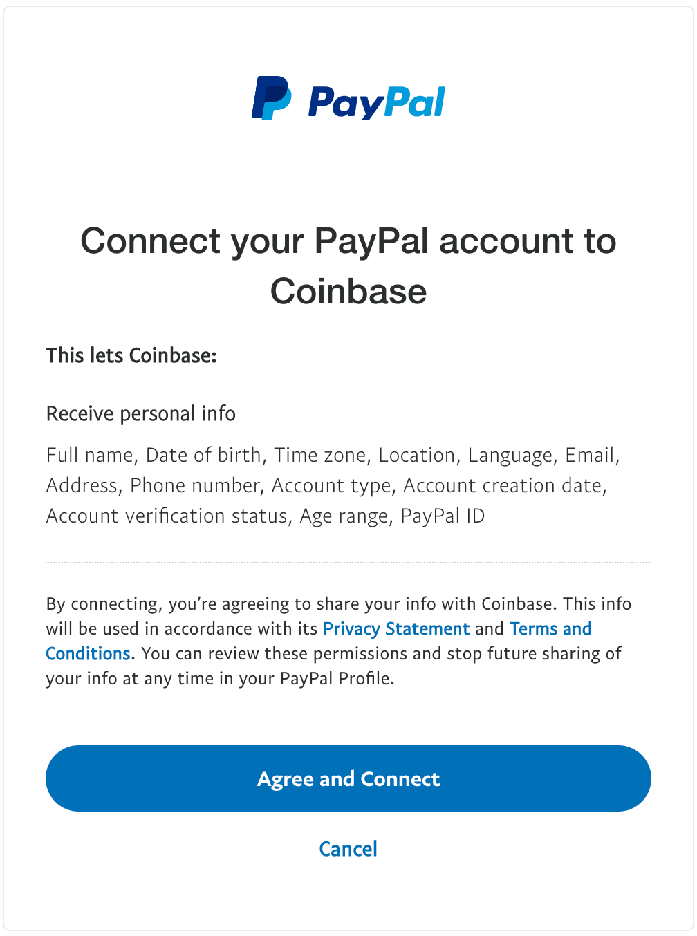 Conntect your PayPal account to Coinbase