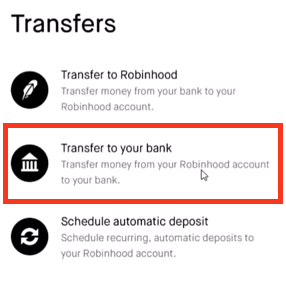 RobinHood Transfers Options