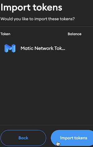 Import Matic Tokens