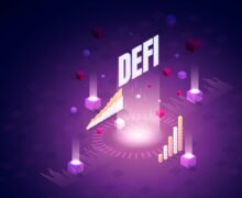 Photo showing Defi text and some moving charts