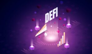 Photo showing Defi text and some moving charts