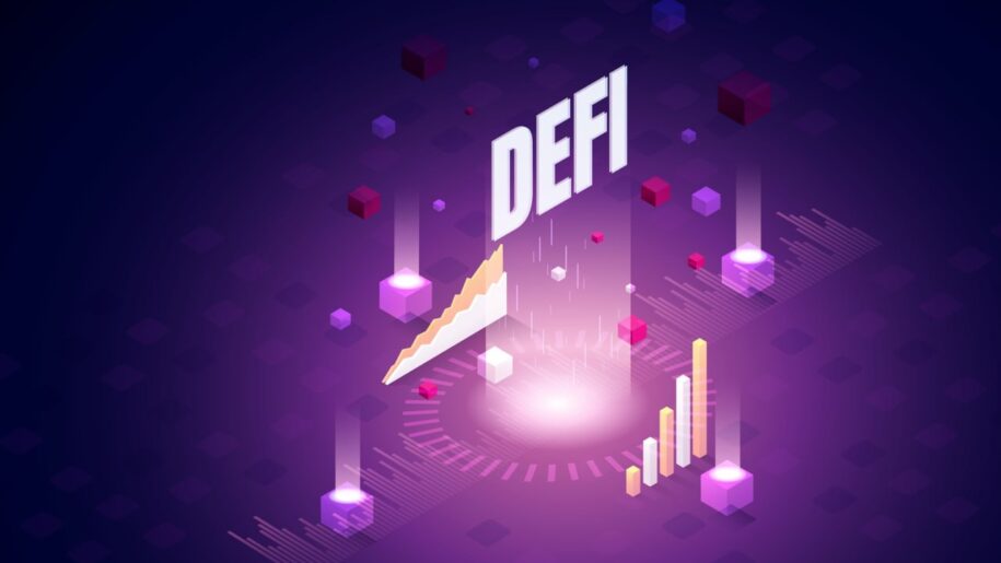 Photo showing Defi text and some moving charts