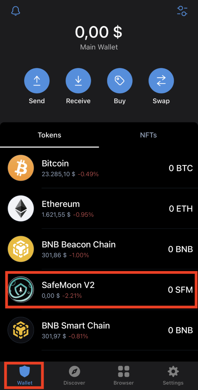 selling safemoon on trust wallet