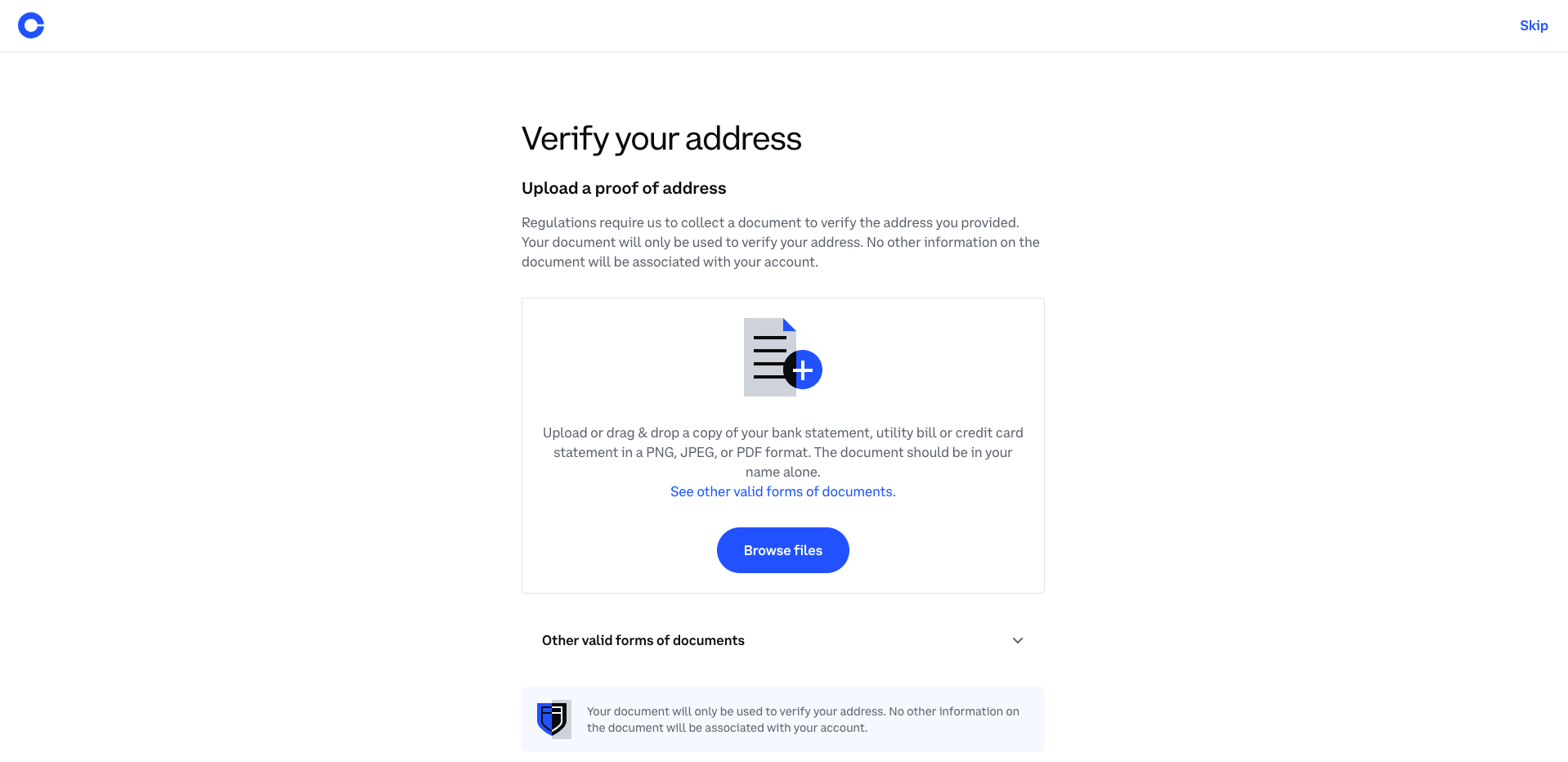 12. Verify your address by uploading a document, such as a bill that displays your address.   