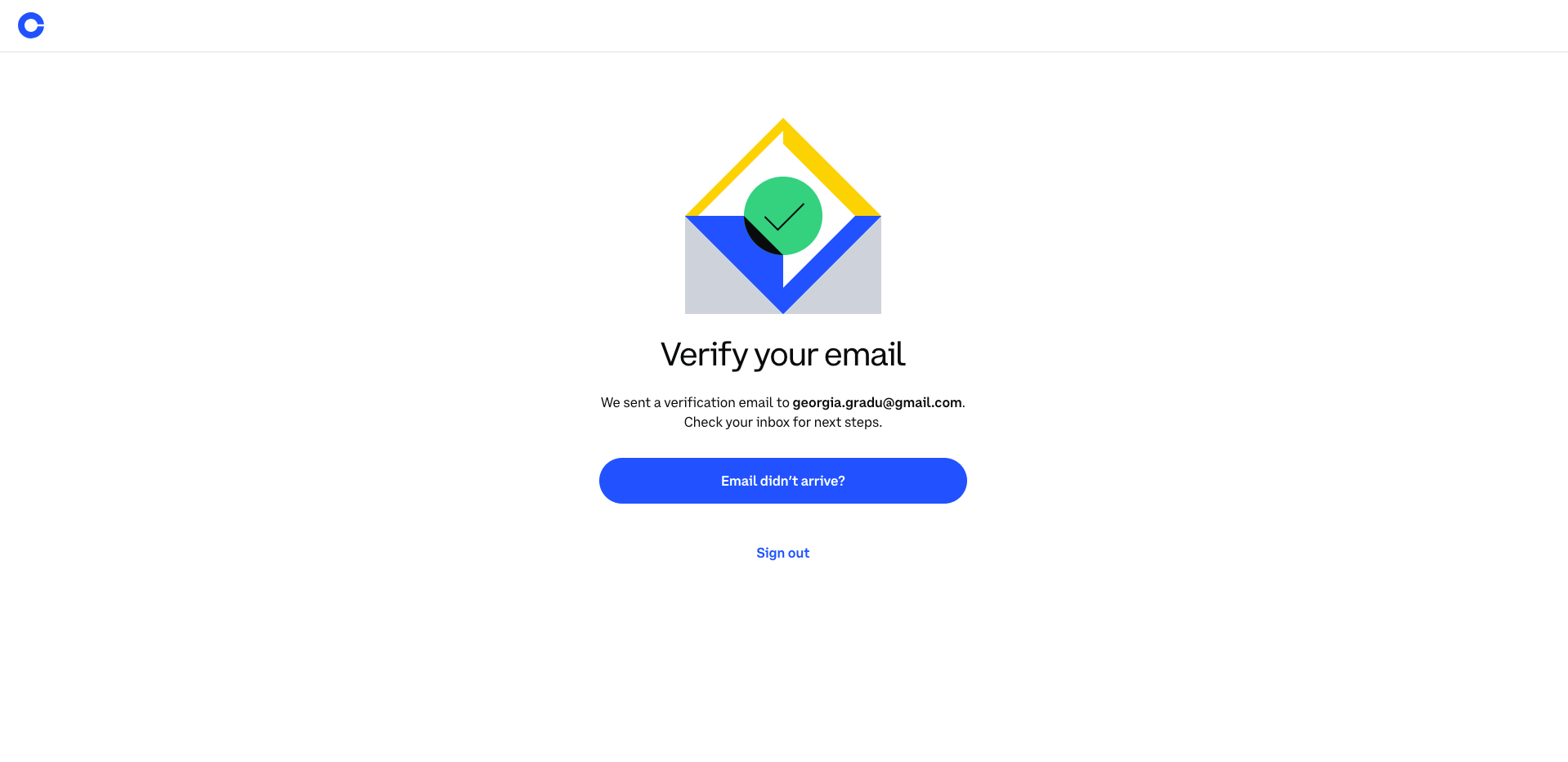 3. Verify your email through the email you received from Coinbase;  
