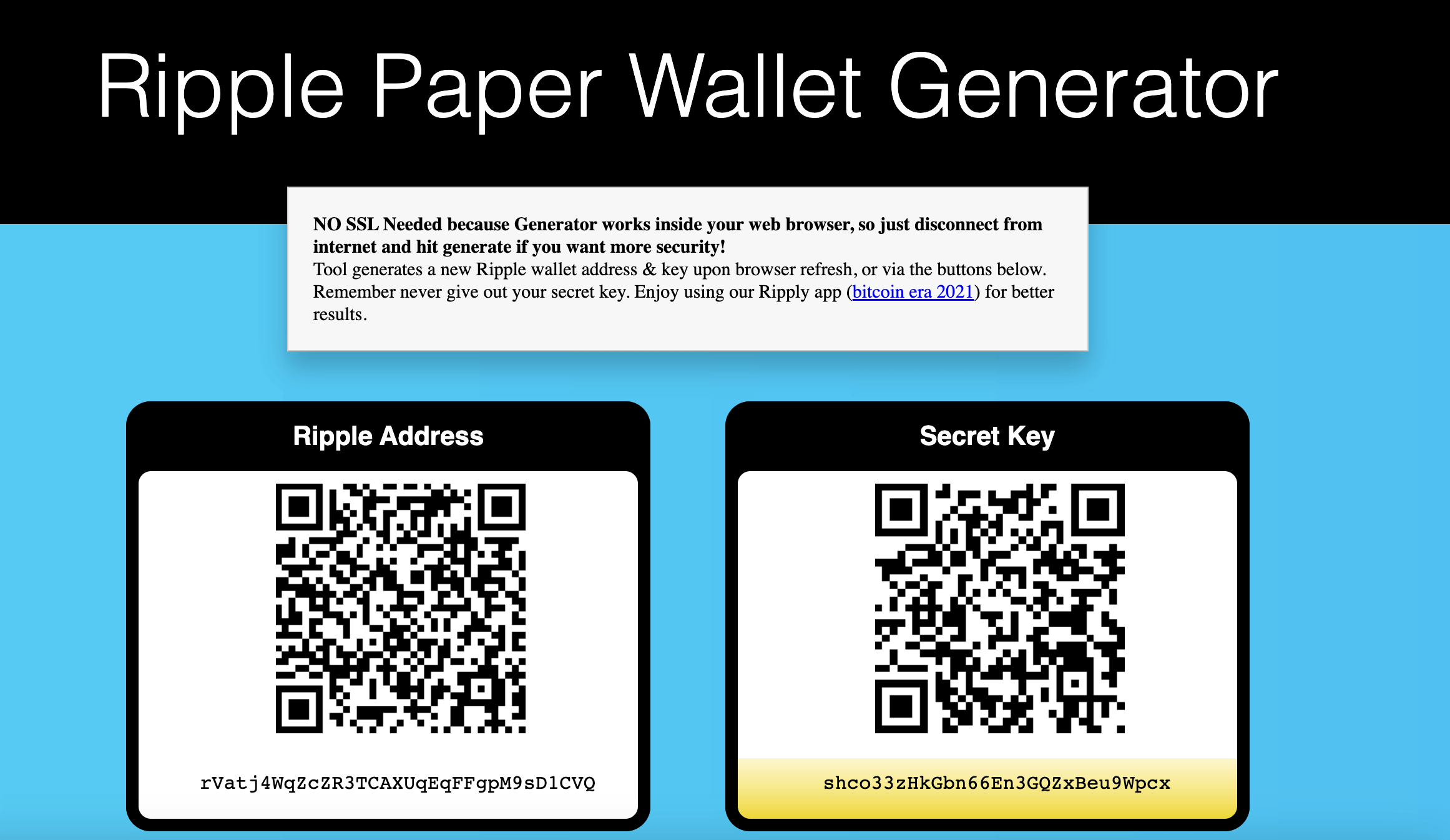 Ripple Paper Wallet Generator