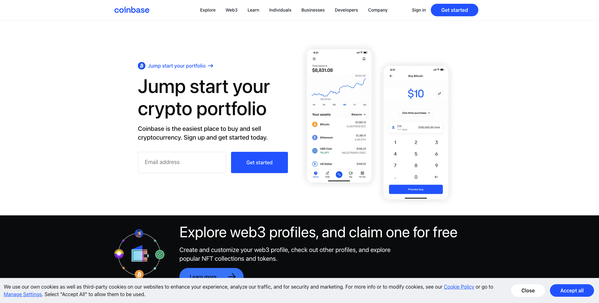 1. Visit the Coinbase website or Open the Coinbase Mobile App 