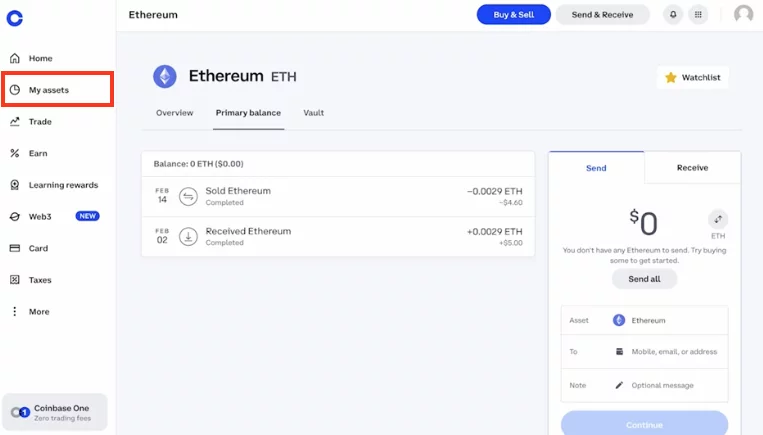 How to Withdraw Money from the Coinbase in the Web Browser 