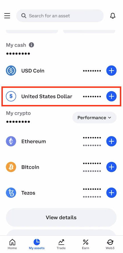 Step 2. Click on the Fiat Asset You Wish to Withdraw from Coinbase 