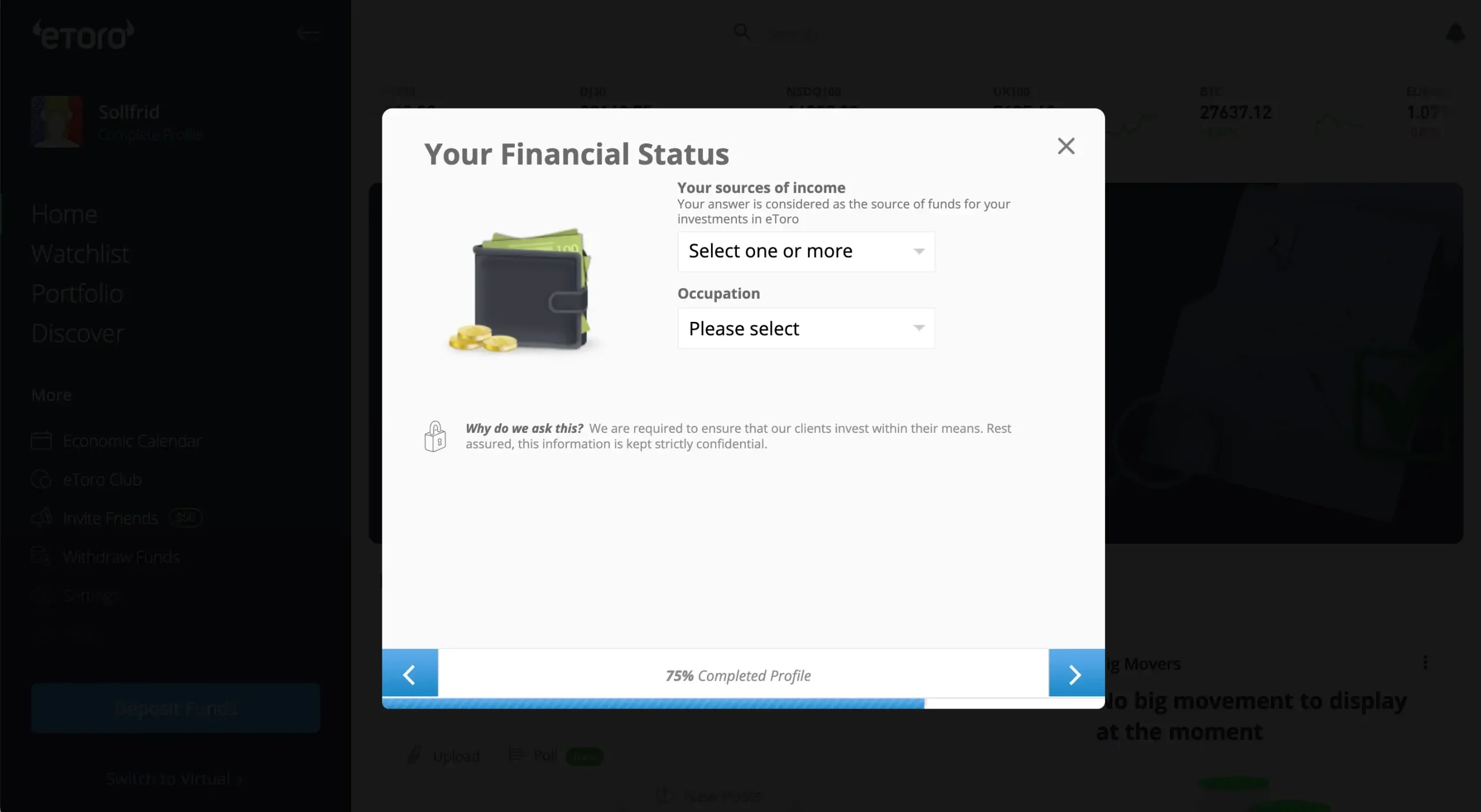 Step 1.18: Your financial status 