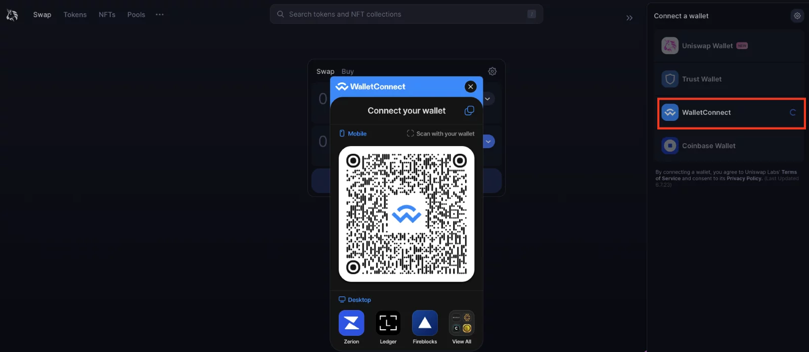 Step 2. Connect on the Platform with WalletConnect 