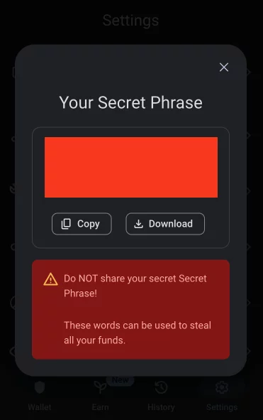 Step 3. Enter your Wallet Password, Copy Your Trust Wallet Recovery Phrase, and Save It in a Safe Place 