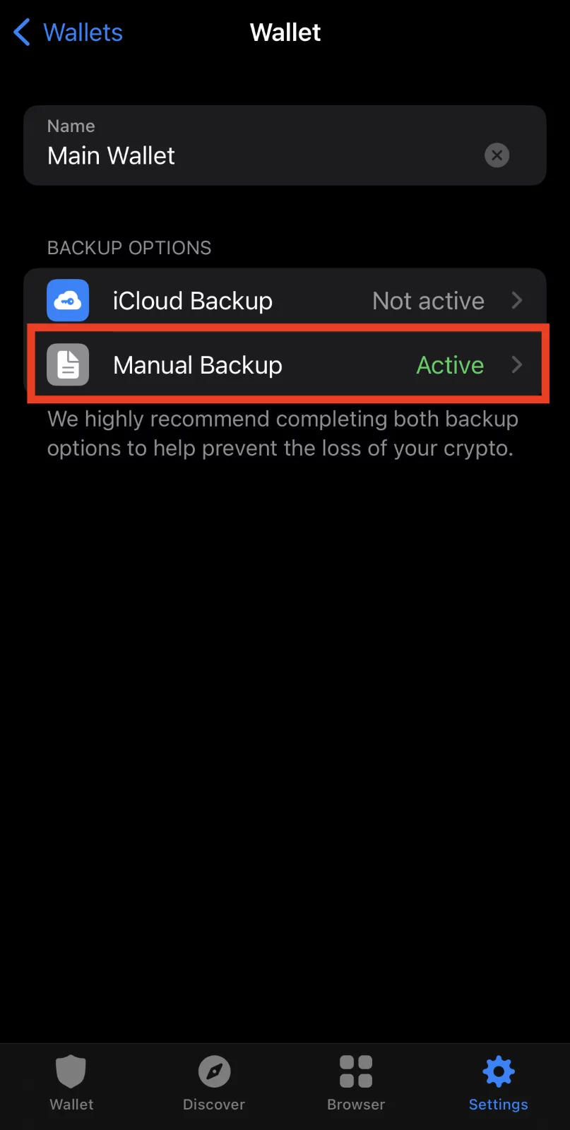 Step 4. Opt for Manual Backup 