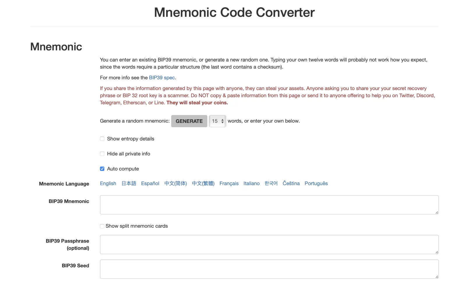 Step 6. Use the BIP39 Mnemonic Code Converter Tool on Your Browser or Download It 