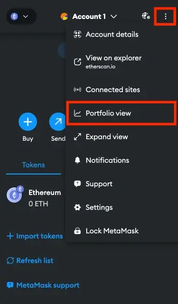 Step 1. Access MetaMask Portfolio from Your MetaMask Extension