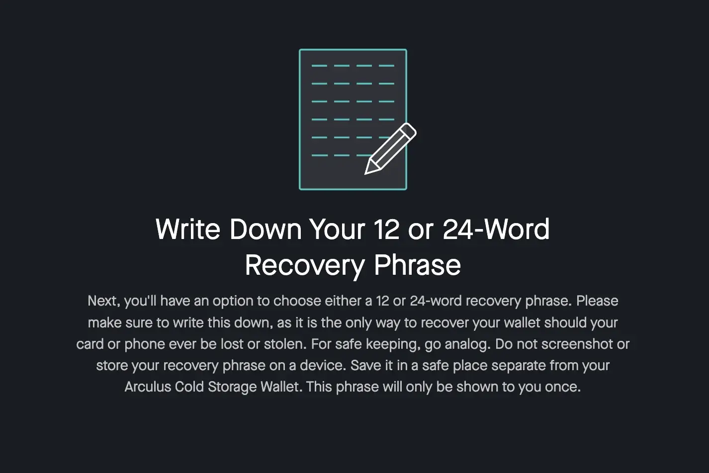 Step 5: Create a 12-word recovery phrase