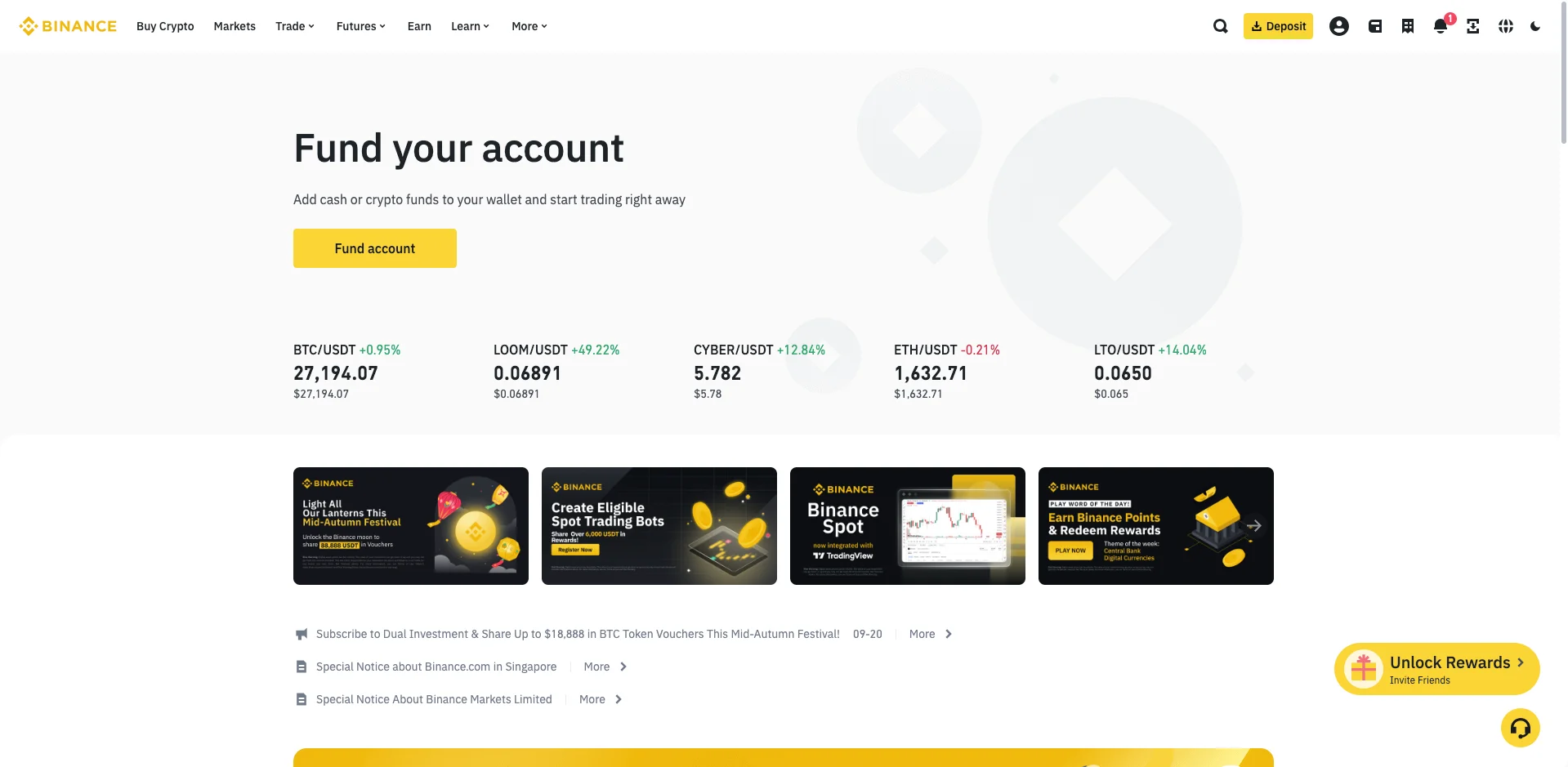 1. Sign up or sign in on Binance