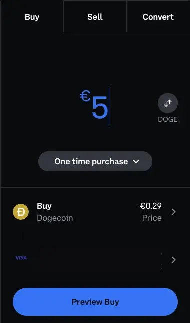 3. Select the crypto you want to purchase and how you want to pay for it