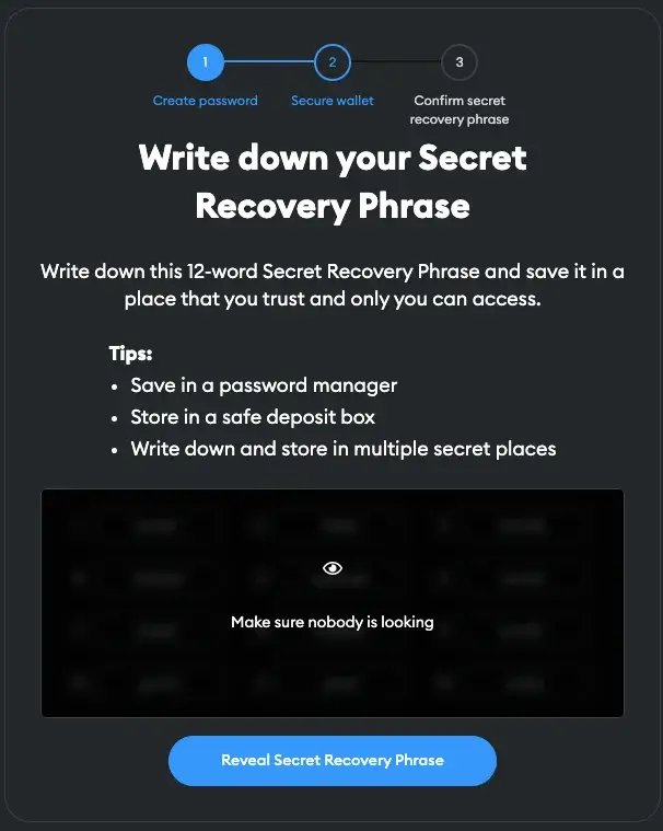 Copy Secret Recovery Phrase