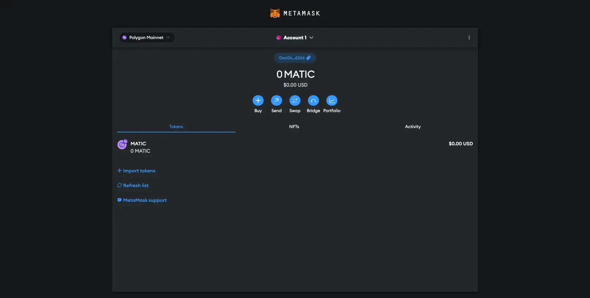 Polygon Account on MetaMask