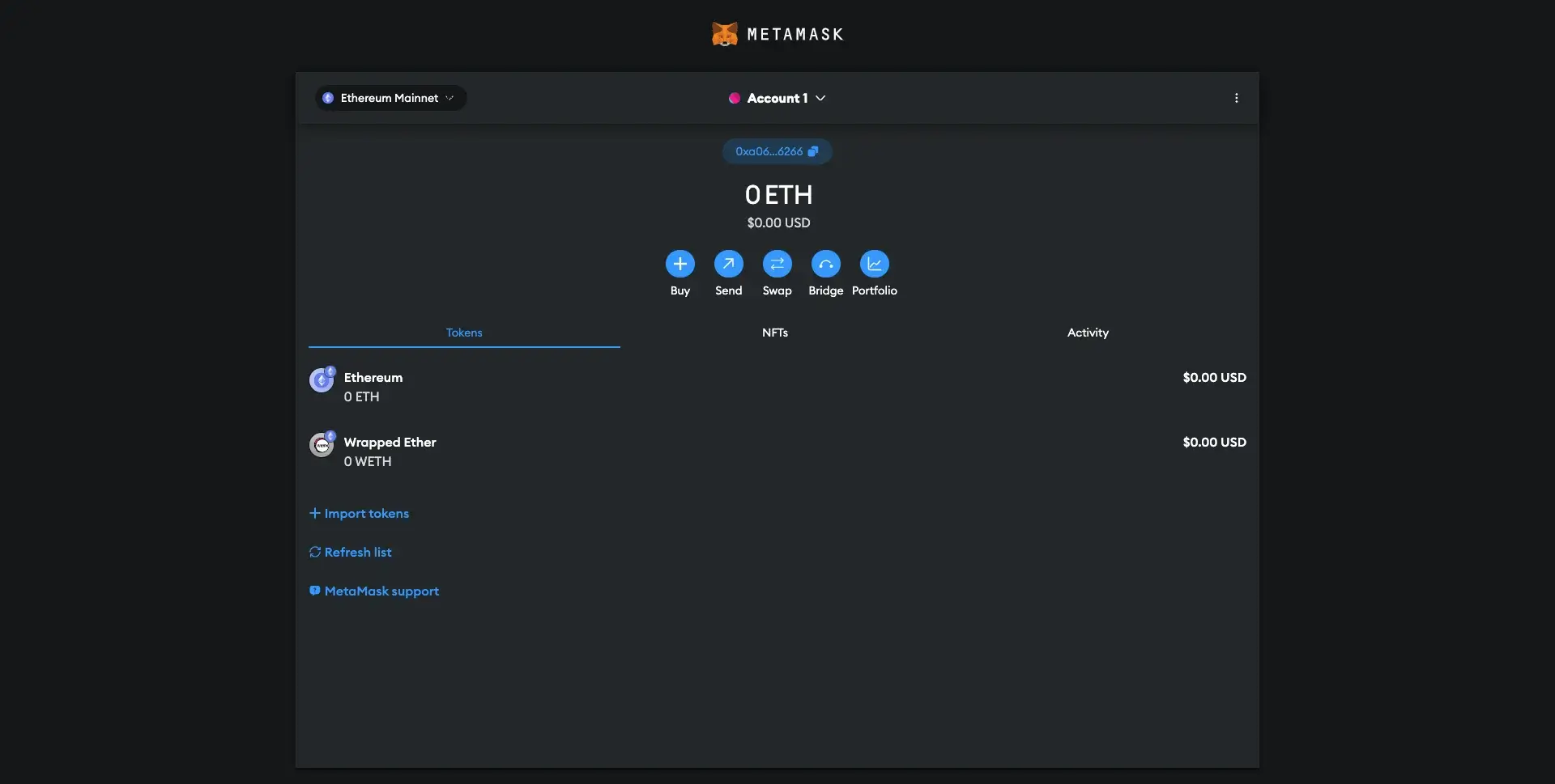 Step 4: Go to MetaMask and import wallet 