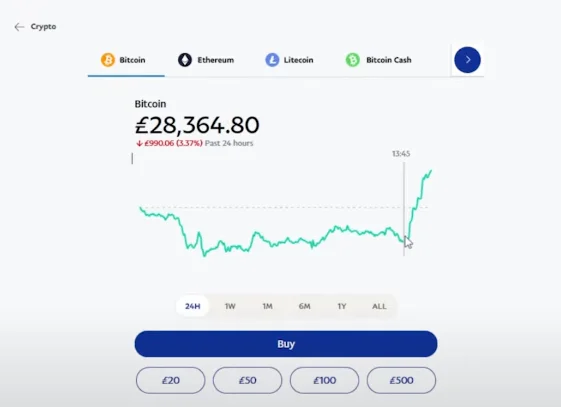 Step 4. Select from the List Bitcoin and Press the "Buy" Button