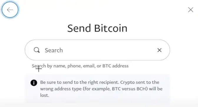Step 5. Add the BTC Address of Your Bitcoin Wallet in the Search Bar