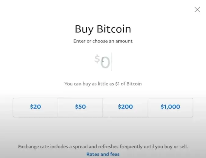 Step 5. Enter the Amount of Money You Want to Spend for Bitcoin Buying on PayPal