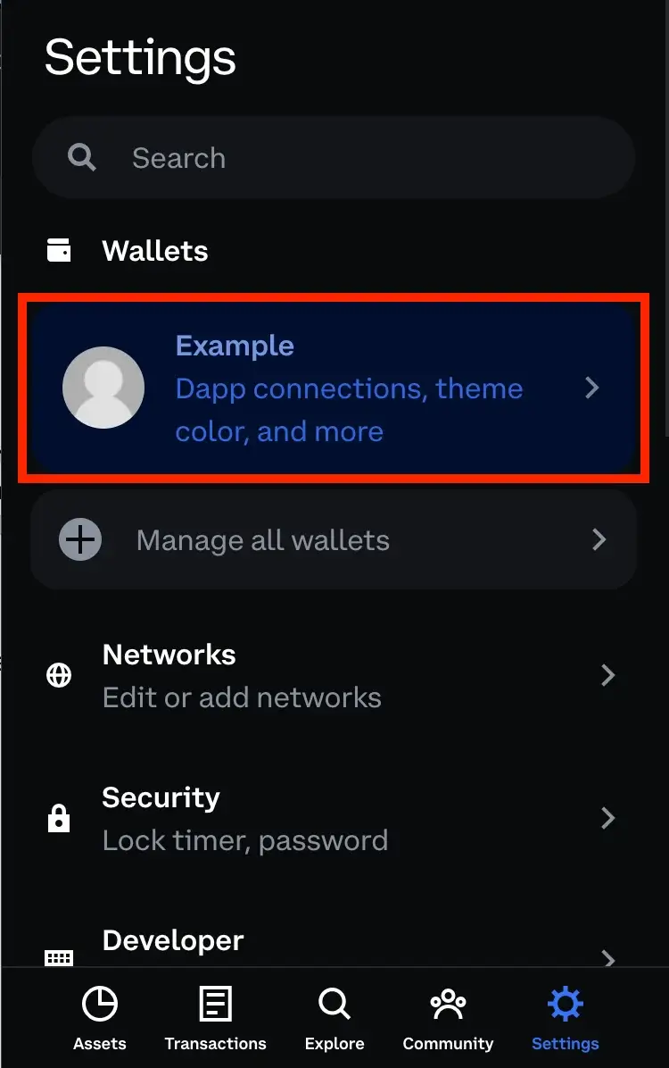 Coinbase Settings - Wallets