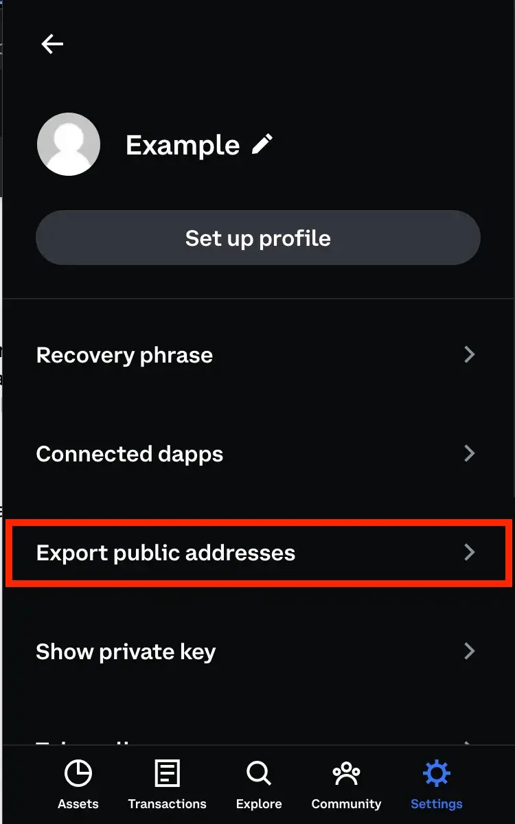 Step 1: Copy your Coinbase Wallet Address 