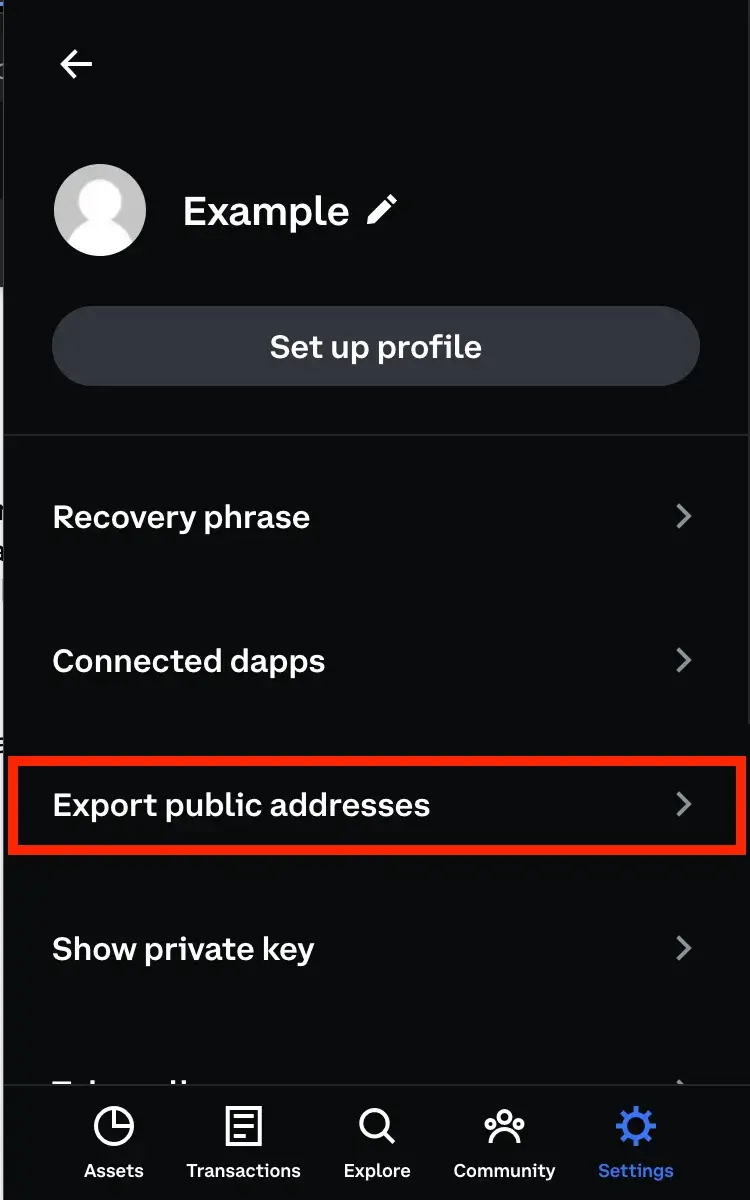 Coinbase Export Public Addresses