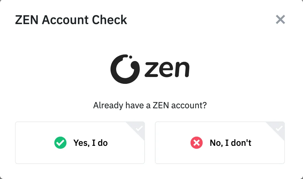 Step 4: Connect Your Existing Zen Account or Create a New Account