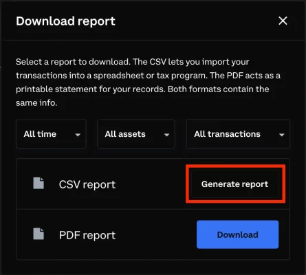 Click on "Generate Report"